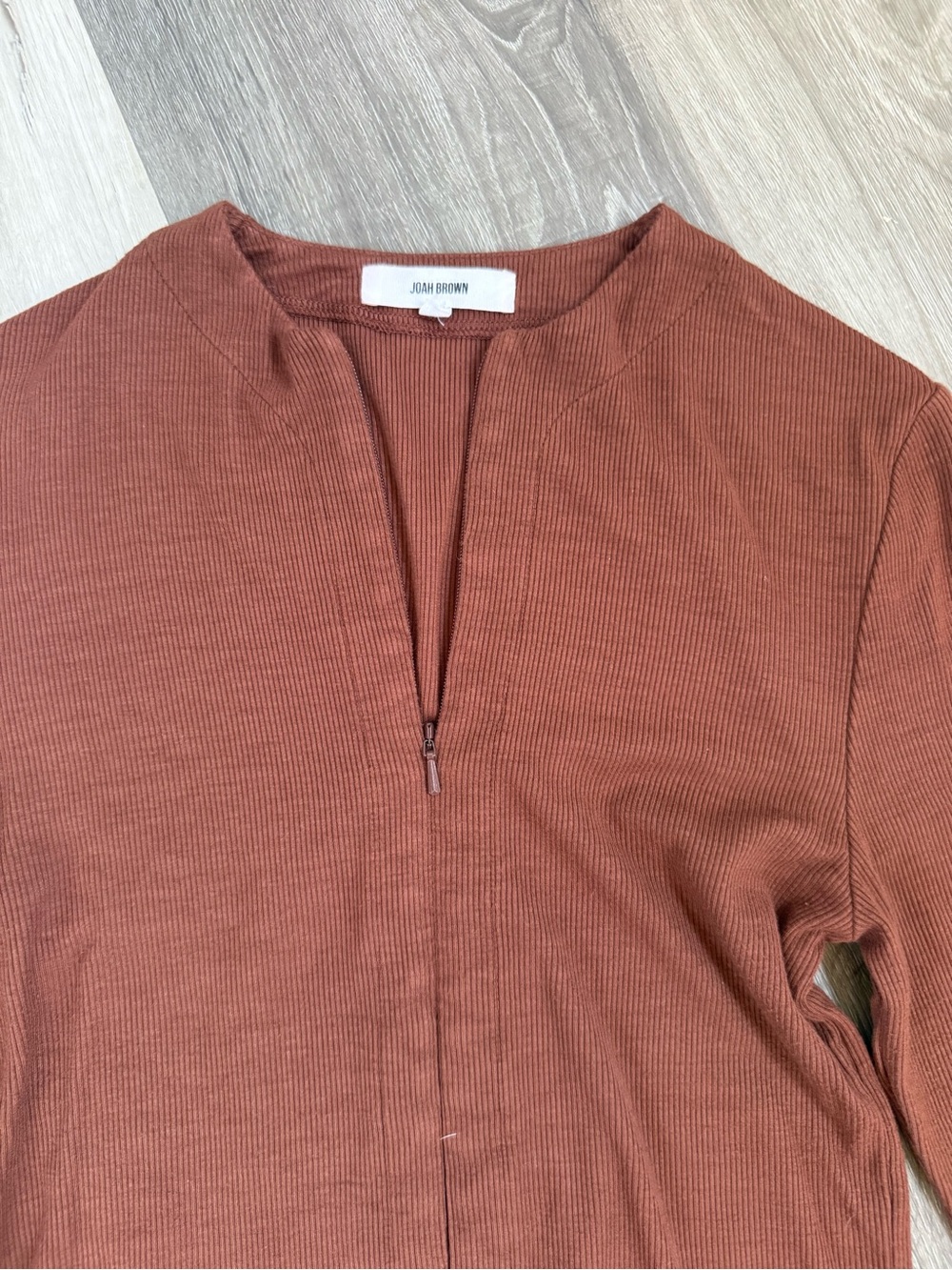 Joah Brown Invisible Zip Ribbed Long Sleeve Small Medium - Picture 6 of 9